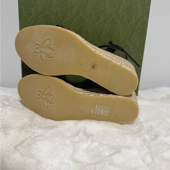 Gucci Black and Gold Wedge Sandals - Picture 6 of 7